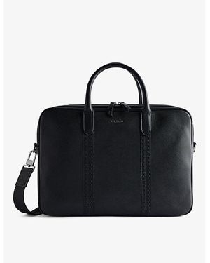 Ted Baker Conley Logo-embossed Zip-up Leather Document Bag - Black