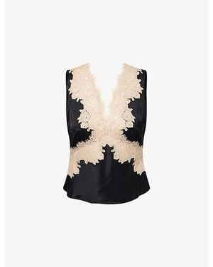RIXO London Emmie Lace Satin Top - Black