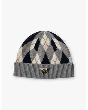 Prada Argyle Wool Beanie - Black