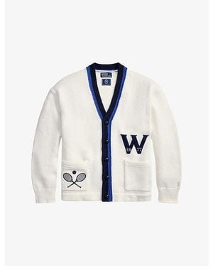 Polo Ralph Lauren X Wimbledon Brand-Embroidered Knitted Cotton Cardigan - Blue