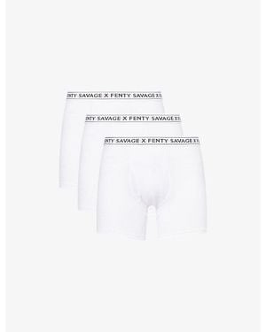 Savage x Fenty Classics Pack-Of-Three Stretch-Cotton Boxer Briefs 3 Pack - White
