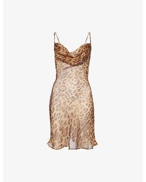 Rat & Boa Valentina Leopard Silk Mini Dress - Natural