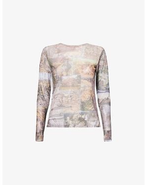 Heresy Study Printed Stretch-Woven Top - Natural