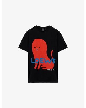 Loewe Branded Short-Sleeved Cotton-Blend T-Shirt - Black