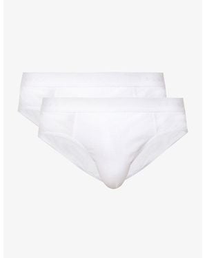 FALKE Tonal Waistband Pack Of Two Stretch-Cotton Briefs - White