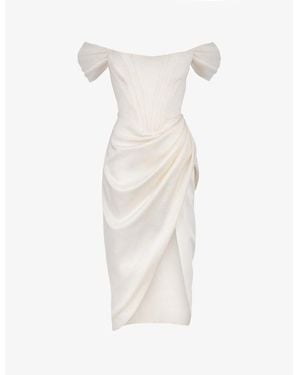 House Of Cb Loretta Off-Shoulder Satin Midi Dress - White