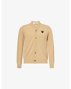 COMME DES GARÇONS PLAY V-Neck Heart Wool Knit Cardigan - Natural
