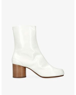 Maison Margiela Tabi 60 Leather Heeled Ankle Boots - White