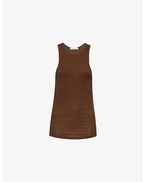 Entire studios Muscle Scoop-Neck Stretch-Cotton Tank Top - Brown