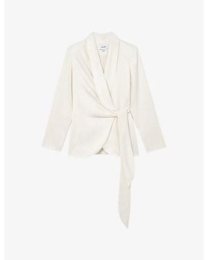 Reiss Clover Tie-Front Woven Occasion Jacket - White