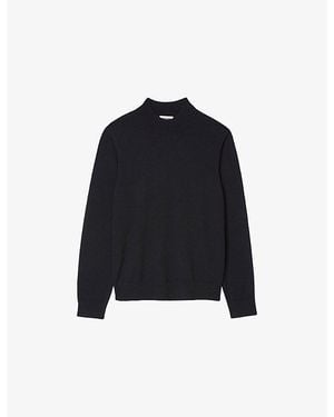 Sandro High-Neck Regular-Fit Wool Jumper - Blue