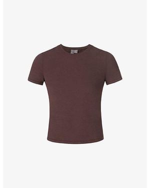 Sweaty Betty Essential Sculpt Short-Sleeve Cotton-Jersey Top - Purple