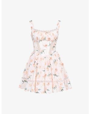 House Of Cb Kimmie Floral-Print Stretch-Cotton Mini Dress - Pink