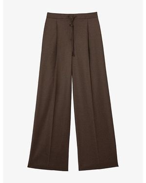 Reiss Derby Wide-Leg Drawstring Wool-Blend Trousers - Brown