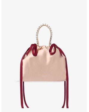 Jimmy Choo Drawstring Mini Top Handle Satin Shoulder Bag - Pink