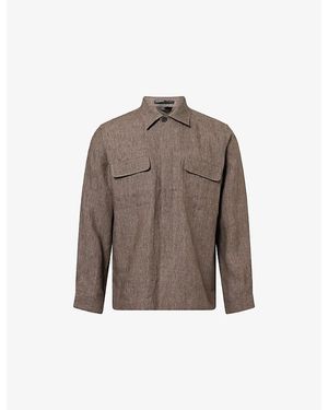 Sunspel Regular-Fit Pointed-Collar Linen Overshirt - Brown