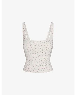 NikeSKIMS Matte Printed Square-Neck Studio Tank Top - White