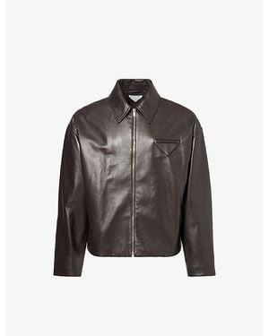 Bottega Veneta Kimono Regular-Fit Leather Jacket - Black