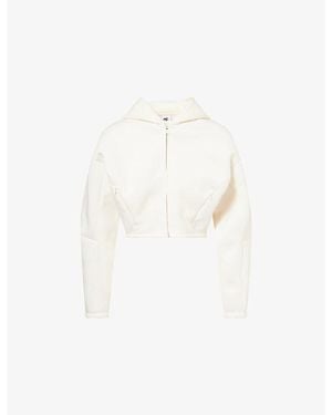 Nike Boxy-Fit Embroidered-Logo Woven Jacket - White