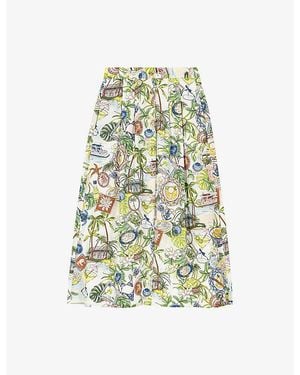 Maje Postcard-Print Cotton Maxi Skirt With Shorts - Green