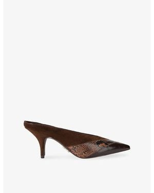 Steve Madden Fonza Heeled Leather Backless Courts - Brown