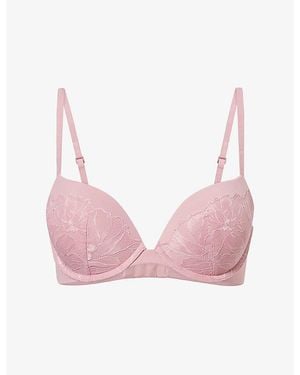 Calvin Klein Perfectly Fit Lace Plunge Bra - Pink
