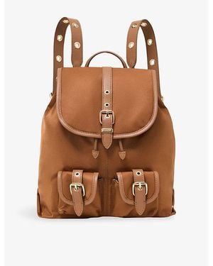 Maje Eyelet-Embellished Nylon And Leather Backpack - Brown