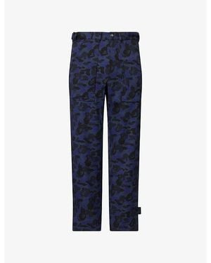A Bathing Ape Bape X Kazuki Camo Woven Trousers - Blue