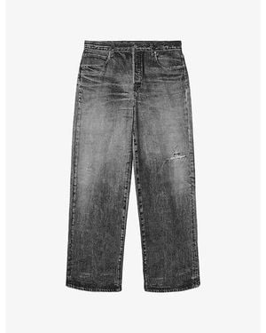 AllSaints Lenny Denim-Illusion Cotton Trousers - Grey