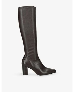 Jude Memo Stretch-Leather Block-Heel Knee-High Boots - Black