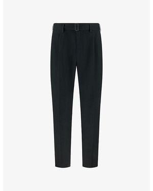 BOGGI Tapered-Leg Belted Linen Trousers - Black