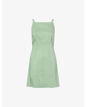 Theory Apron Linen-Blend Mini Dress - Green