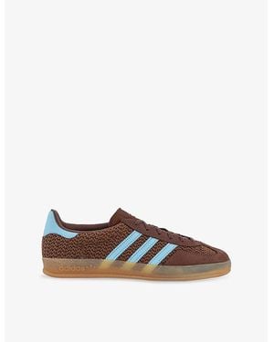 adidas Gazelle Indoor Textured Woven And Leather Low-Top Trainers - Brown