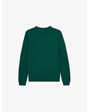 Reiss Wessex Crew-Neck Wool Knitted Jumper - Green