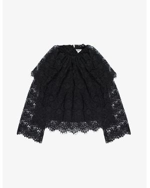 Ro&zo Lace Long-Sleeve Cotton-Blend Blouse - Black
