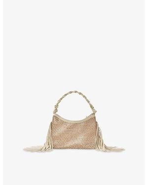 Maje Fringed Hobo Net Bag - Natural
