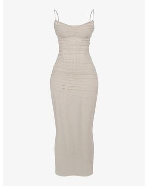 House Of Cb Nalini Corseted Stretch-Woven Maxi Dress - White