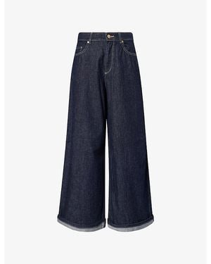 Max Mara Wide-Leg Turn-Up Denim Jeans - Blue