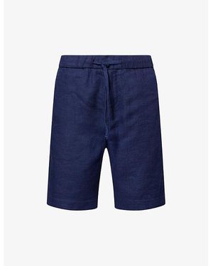 Frescobol Carioca Felipe Elasticated-Waist Linen And Cotton-Blend Shorts - Blue
