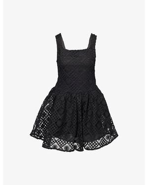 Amy Lynn Sylvie Crochet Woven Mini Dress - Black