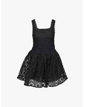 Amy Lynn Sylvie Crochet Woven Mini Dress - Black