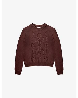 Ro&zo Appliqué Wool-Blend Knit Jumper - Red