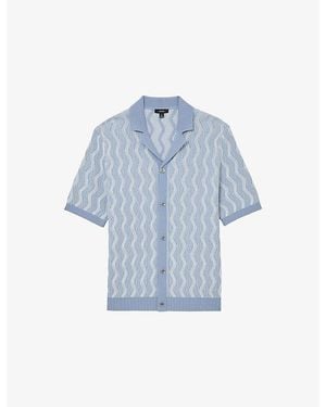 Reiss Johnny Wave-Pattern Knitted Shirt - Blue