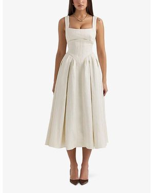 sachin and babi light blue dress HOUSE OF CB - Debutante cap-sleeve backless satin midi dress