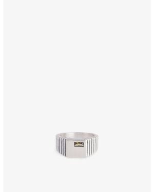 Serge Denimes Ripple Signet Sterling- Ring - White