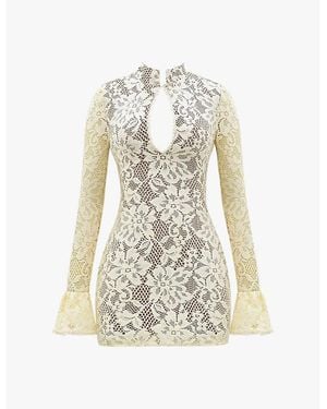 House Of Cb Brianna Cut-Out Keyhole Lace Mini Dress - White