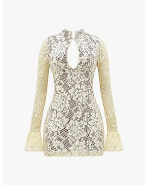 House Of Cb Brianna Cut-Out Keyhole Lace Mini Dress - White