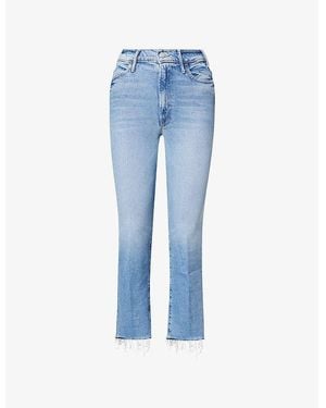 Mother The Hustler Ankle Fray Flared Stretch-Denim Blend Jeans - Blue
