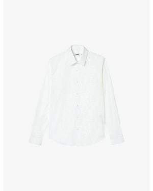 Sandro Classic-Collar Slim-Fit Stretch Cotton-Blend Shirt - White