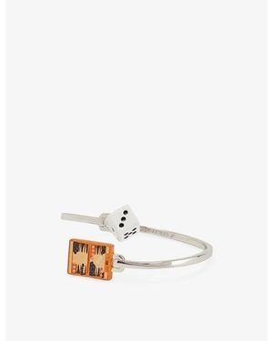 Poubel Dice + Backgammon Sterling- Enamelled Bangle - White
